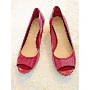 Cole Haan Fushia Patent Leather opened toe woven wedge espadrilles - 8M
